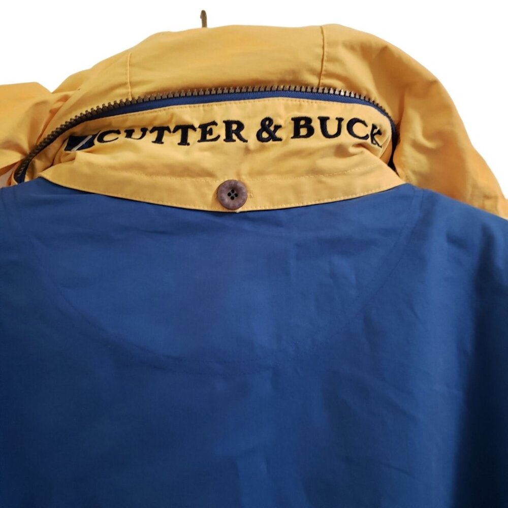 Cutter & Buck Mens L/G Blue Yellow Hooded Jacket - Picture 4 of 12